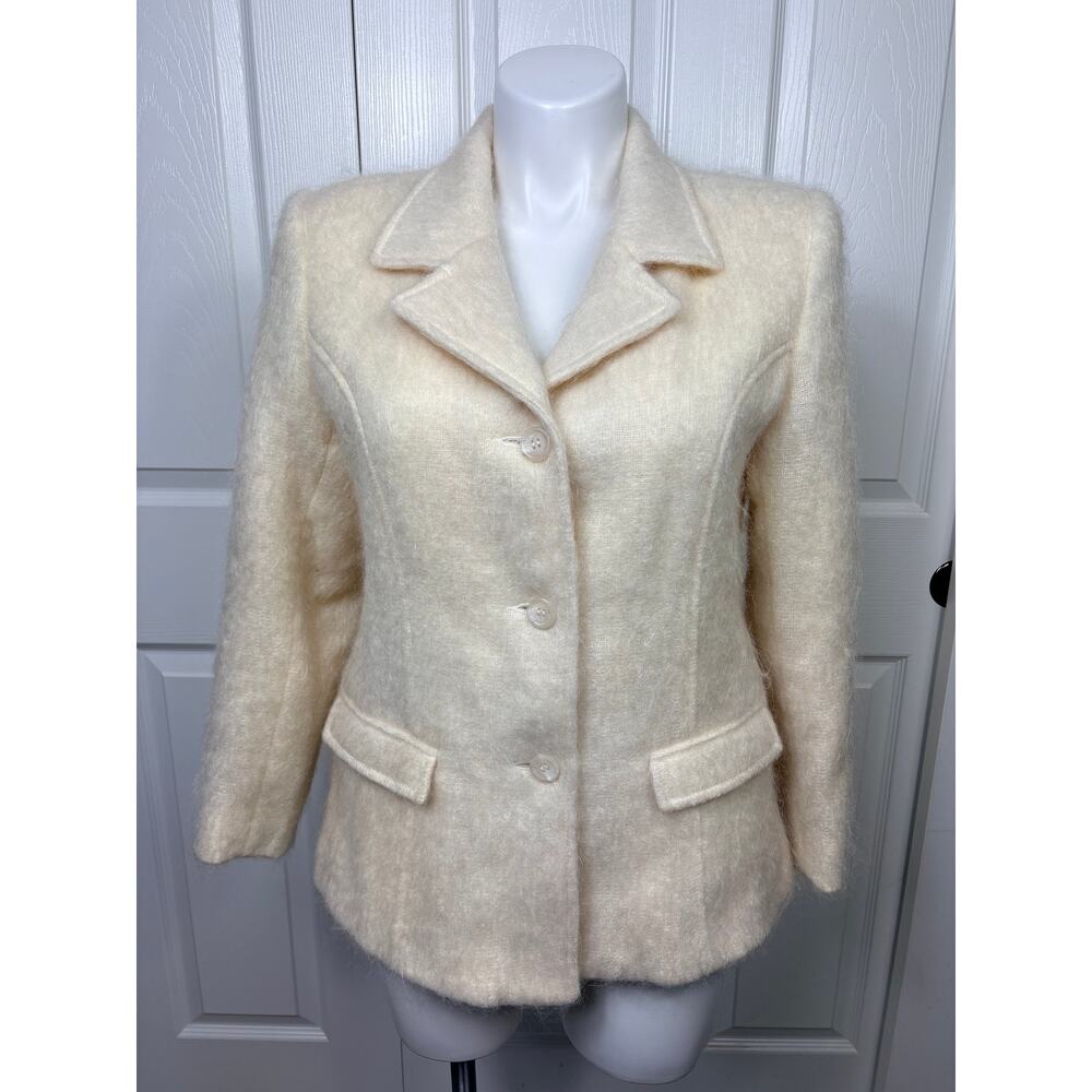 Vintage J. Percy For Marvin Richards Cream Women's Blazer Mohair Wool Blend 14
